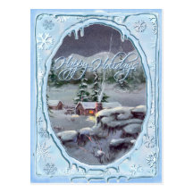 BONNES FÊTES CABINE de RONDIN par SHARON SHARPE Cartes Postales