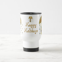Bonnes fêtes étincelle d'or tasse à café