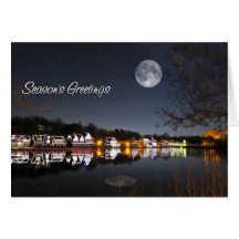 Bonnes Fêtes froides de rangée de Boathouse de nui Cartes De Vœux