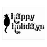 Bonnes fêtes silhouette de chat carte postale