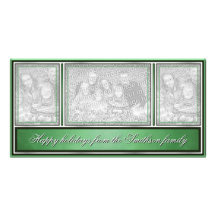 Bonnes fêtes vert moderne élégant cartes de vœux avec photo