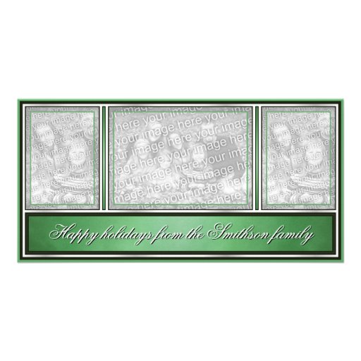 Bonnes fêtes vert moderne élégant cartes de vœux avec photo