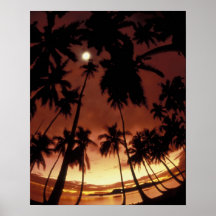 Bora Bora, coucher du soleil de Polynésie français Posters