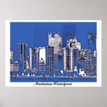 Bord de mer de Manhattan, photo, affiche d'art