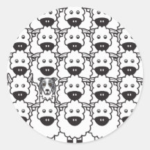 Border collie chez les moutons autocollants