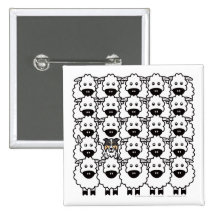 Border collie chez les moutons badge avec épingle