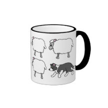 Border collie vivant en troupe la tasse de moutons