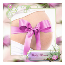 Bosse de bébé avec le baby shower rose de magnolia invitation