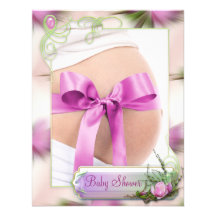 Bosse de bébé avec le baby shower rose de magnolia carton d'invitation