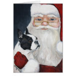 "Boston Terrier carte de Noël d'art indique Père N