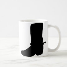 Botte de cowboy noire avec des dents tasse à café