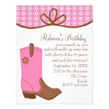 Botte de marguerite et de cow-girl de lasso invitations