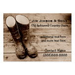 Bottes de caoutchouc boueuses pour la boutique tra carte de visite