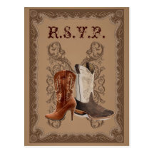 Bottes de cowboy de pays WeddingFavor occidental Cartes Postales