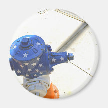 Bouche d'incendie patriotique blanche et bleue rou aimant
