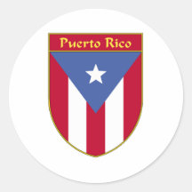 Bouclier de drapeau de Porto Rico Adhésif Rond