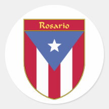 Bouclier de drapeau de Rosario Porto Rico Autocollants Ronds