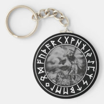 bouclier de rune de Thor de bouton sur le noir Porte-clé