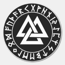 Bouclier de Rune de Tri Triangle sur le noir Autocollant Rond