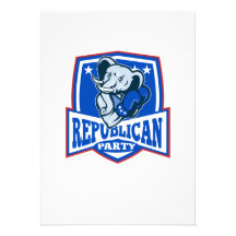 Bouclier républicain de boxeur de mascotte d'éléph invitations personnalisées