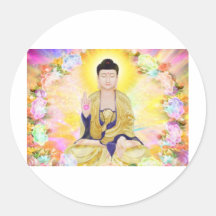 Bouddha a entouré par des fleurs autocollant