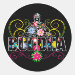 Bouddha en fleurs adhésifs ronds