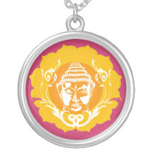 Bouddha font face dans l'orange colliers personnalisés