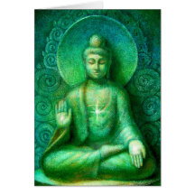 Bouddha vert cartes de vœux