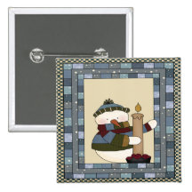 Bougie de bonhomme de neige et de Noël Badge