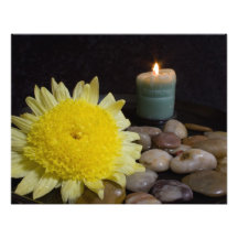 Bougie d'harmonie et fleur jaune photographe