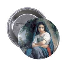 Bouguereau - La petit Tricoteuse Badge Avec Épingle