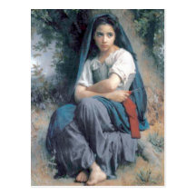 Bouguereau - La petit Tricoteuse Carte Postale