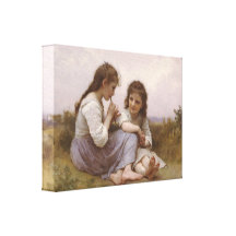 Bouguereau - une idylle 1900 d'enfance toile tendue sur châssis