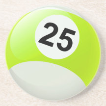 Boule de billards du numéro 25 dessous de verre