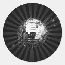 Boule de disco de miroir sur le noir autocollant rond