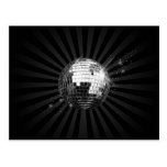 Boule de disco de miroir sur le noir cartes postales