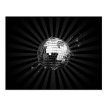 Boule de disco de miroir sur le noir cartes postales
