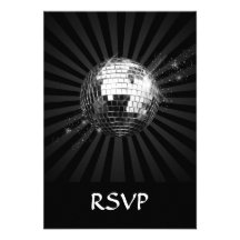 Boule de disco de miroir sur le noir cartons d'invitation