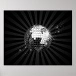 Boule de disco de miroir sur le noir posters