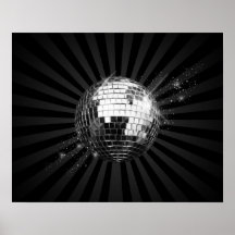 Boule de disco de miroir sur le noir posters