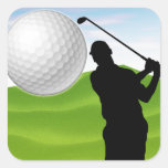 Boule de golf venant à vous sticker carré