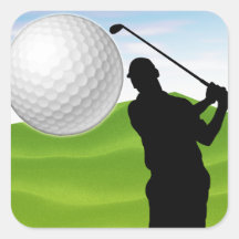 Boule de golf venant à vous sticker carré