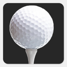 Boule et pièce en t de golf sur Noir customisé Autocollant Carré