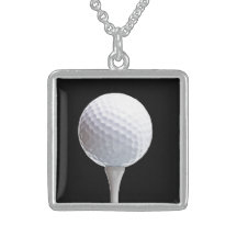 Boule et pièce en t de golf sur Noir customisé Collier Personnalisé