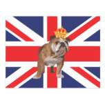 Bouledogue anglais avec la couronne et l'Union Jac Cartes Postales