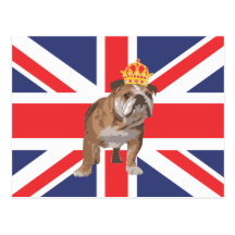 Bouledogue anglais avec la couronne et l'Union Jac Cartes Postales
