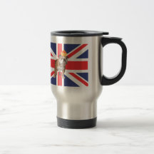 Bouledogue anglais avec la couronne et l'Union Jac Mugs