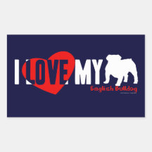 Bouledogue anglais sticker rectangulaire