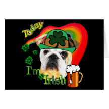 Bouledogue de l'anglais du jour de St Patrick Cartes De Vœux