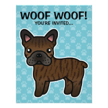 Bouledogue français de bande dessinée Brindle Invitations Personnalisées